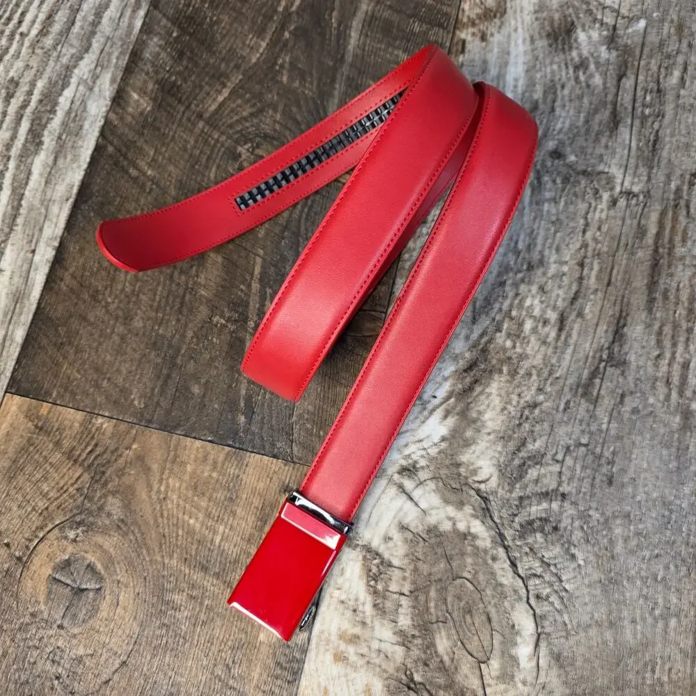 Red Leather Slider Belt